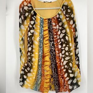 Madison Paige II Colorfull Rommy Pleated Blouse Size 3X Like New